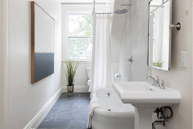 151 Salisbury Rd, Brookline, MA 02445 - full bath featuring toilet and shower / bath combo with shower curtain