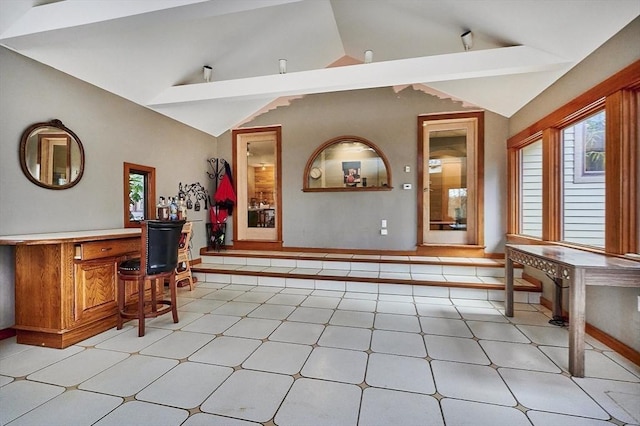 201 Main Rd, Williamsburg, MA 01039 - bar area with lofted ceiling and baseboards