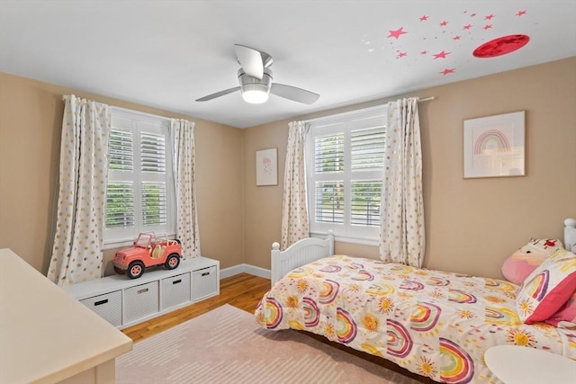 9 Oak St, Wayland, MA 01778 - bedroom with light wood-style floors, ceiling fan, and baseboards