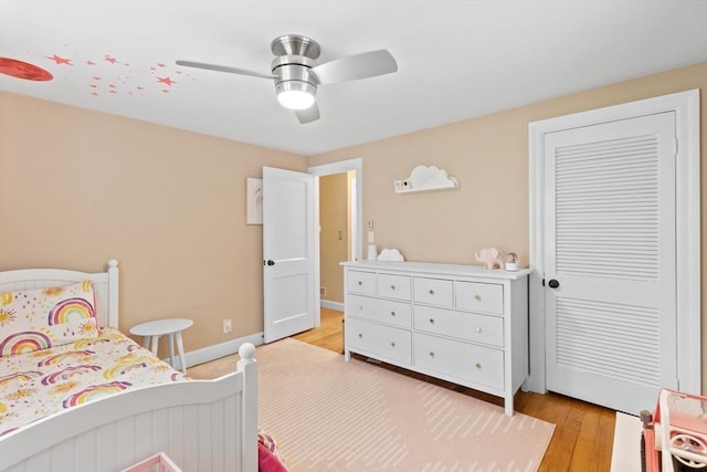 9 Oak St, Wayland, MA 01778 - bedroom with light wood-style floors, ceiling fan, and baseboards