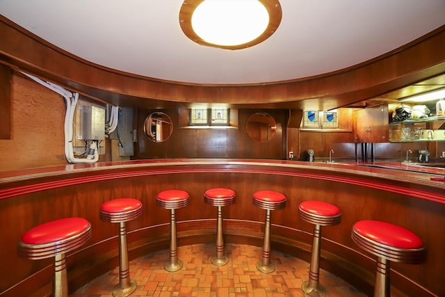 493 Salisbury St, Worcester, MA 01609 - indoor wet bar featuring wooden walls