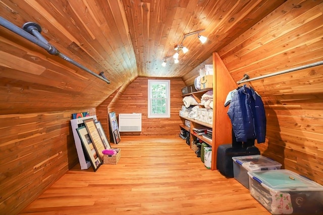 493 Salisbury St, Worcester, MA 01609 - additional living space with wooden walls, hardwood / wood-style flooring, wooden ceiling, and lofted ceiling