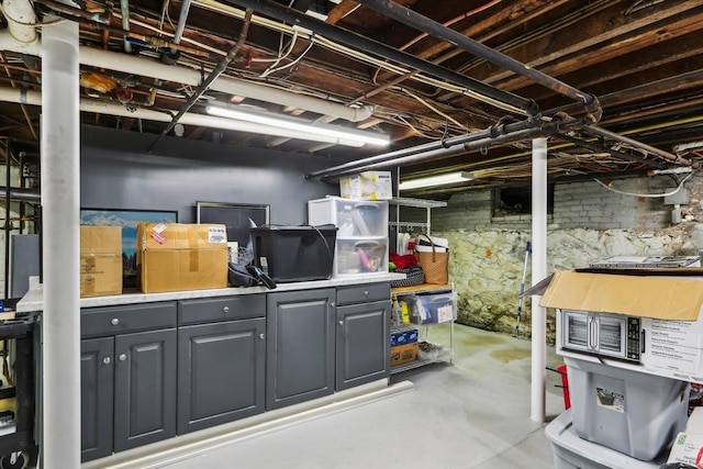 view of unfinished basement