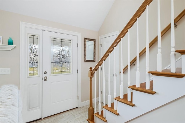 8 Dylans, Falmouth, MA 02536 - entryway with stairway and vaulted ceiling