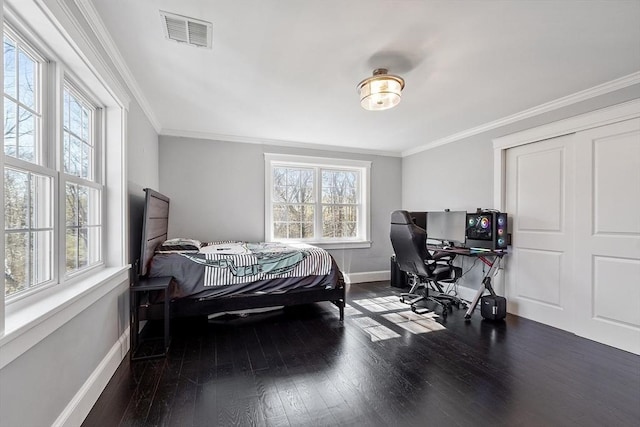 3 Toronto Ave, Gloucester, MA 01930 - bedroom featuring baseboards, wood finished floors, crown molding, a closet, and an office area
