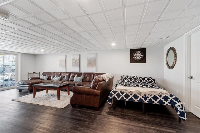 3 Toronto Ave, Gloucester, MA 01930 - living area featuring dark wood-style flooring and recessed lighting