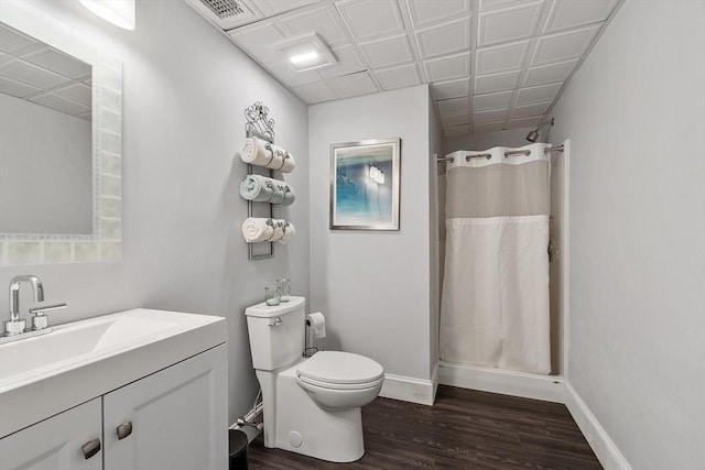 3 Toronto Ave, Gloucester, MA 01930 - bathroom with wood finished floors, baseboards, vanity, and a shower with shower curtain