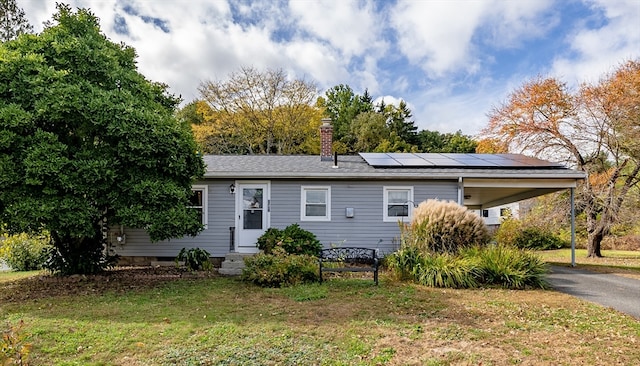 exterior space featuring a front lawn