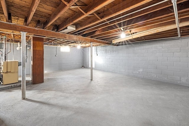view of unfinished basement