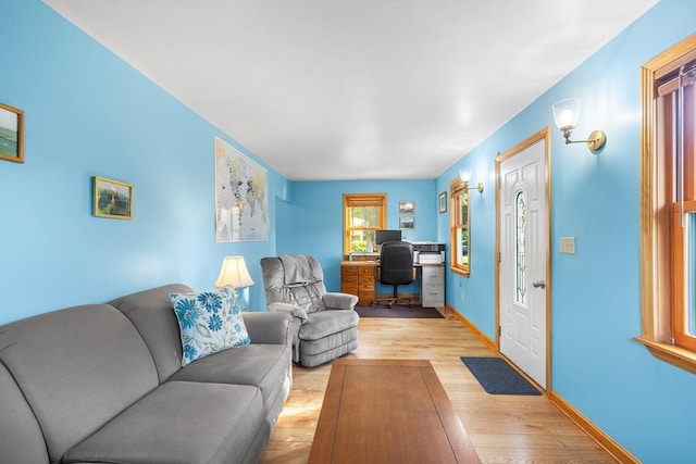 living room featuring light wood-type flooring