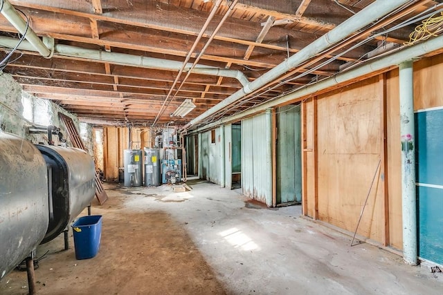 basement with electric water heater