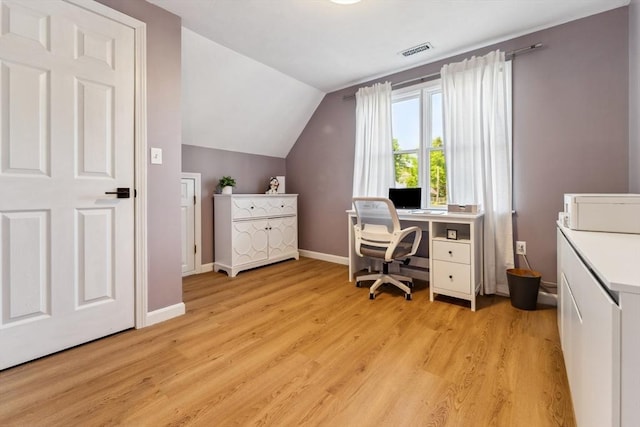 17 Atwood Ave, Millbury, MA 01527 - office area featuring vaulted ceiling, light wood-style floors, and baseboards
