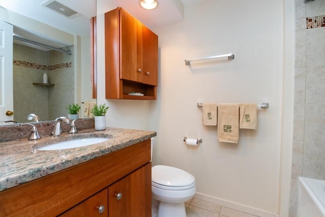 bathroom featuring tile patterned floors, toilet, and vanity