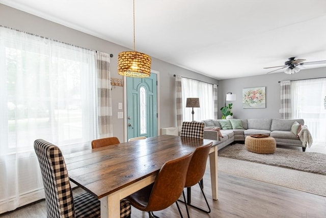 42 Guillotte St, Acushnet, MA 02743 - dining room featuring wood finished floors and ceiling fan