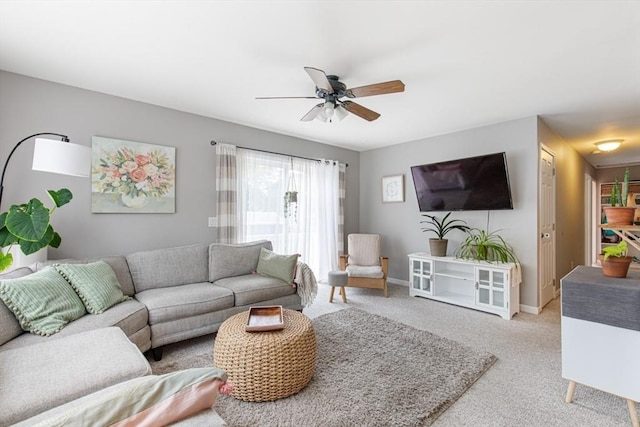 42 Guillotte St, Acushnet, MA 02743 - carpeted living room featuring a ceiling fan and baseboards