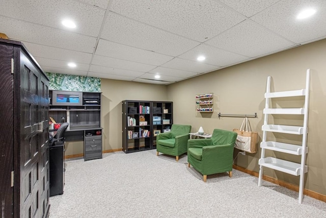 42 Guillotte St, Acushnet, MA 02743 - sitting room with carpet, baseboards, recessed lighting, and a drop ceiling