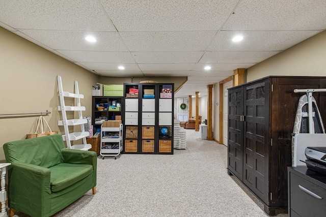 42 Guillotte St, Acushnet, MA 02743 - sitting room featuring recessed lighting, carpet, and a paneled ceiling