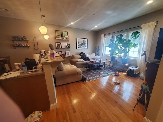 279-279A Dorchester St, Boston, MA 02127 - living area featuring light wood-style flooring and recessed lighting
