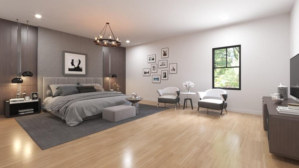 2 Weld Hill St Unit Ph3, Boston, MA 02130 - bedroom featuring light wood-style floors, baseboards, recessed lighting, and a chandelier