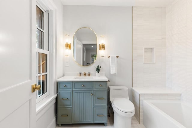 2 Percy Rd, Lexington, MA 02421 - full bathroom with vanity, toilet, and a tub to relax in