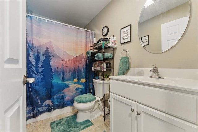 450 Somerset Ave Unit 3-6, Taunton, MA 02780 - bathroom with toilet, vanity, a shower with curtain, and tile patterned flooring