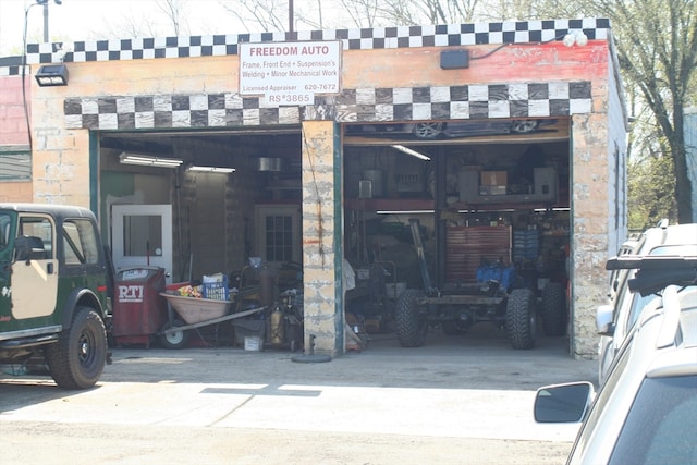 view of garage