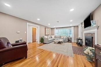 living room with light wood-type flooring