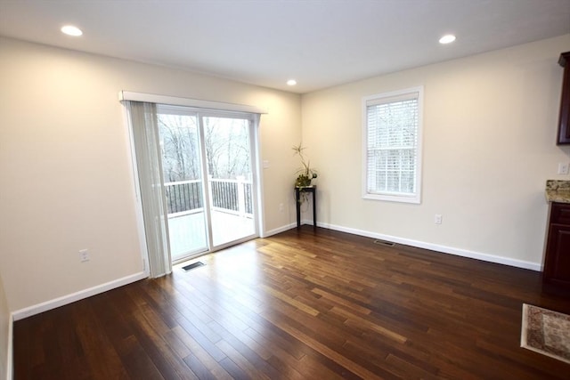 interior space featuring dark hardwood / wood-style floors