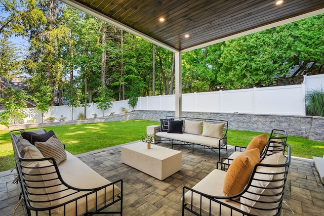 view of patio / terrace featuring an outdoor hangout area