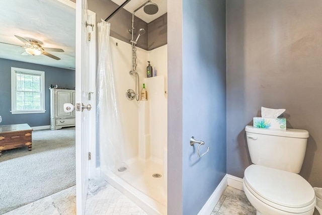121 Adams Rd, East Brookfield, MA 01515 - full bath featuring curtained shower, ceiling fan, and connected bathroom