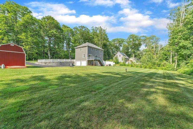121 Adams Rd, East Brookfield, MA 01515 - view of green lawn featuring stairway and an outdoor structure