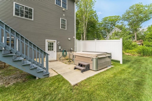 121 Adams Rd, East Brookfield, MA 01515 - view of patio with a hot tub and stairs