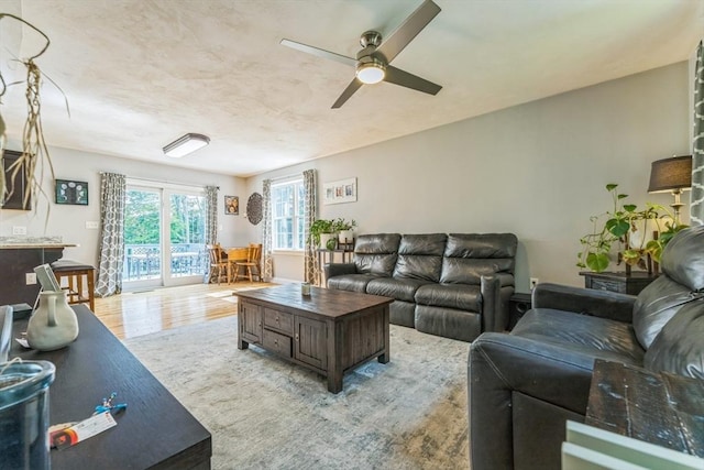 121 Adams Rd, East Brookfield, MA 01515 - living area featuring a ceiling fan and wood finished floors