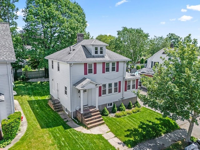 8 Nicholl St, Quincy, MA 02169 - american foursquare style home featuring a chimney