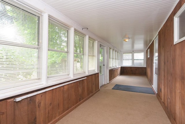241 Fisher St, Walpole, MA 02081 - unfurnished sunroom featuring wooden walls and carpet floors