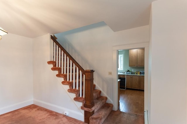 18 Balder Rd, Worcester, MA 01605 - stairway featuring wine cooler and carpet