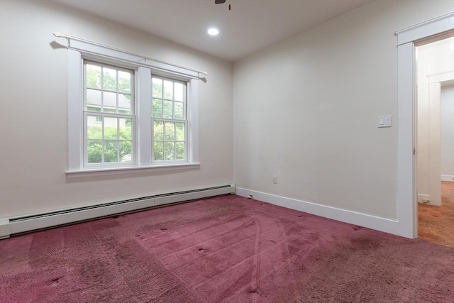 18 Balder Rd, Worcester, MA 01605 - empty room with baseboard heating, carpet flooring, and recessed lighting