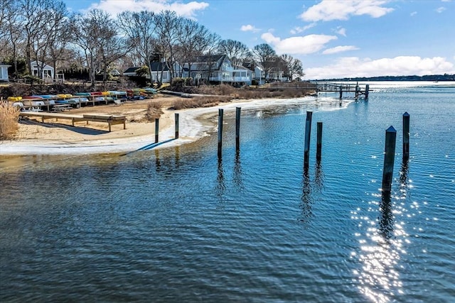 view of dock featuring a water view