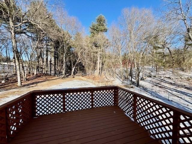 view of snow covered deck