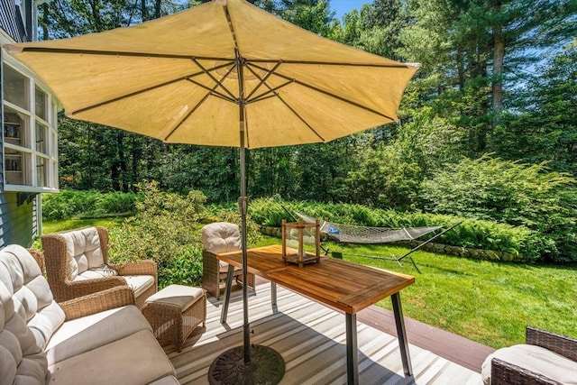 141 Morse Rd, Sudbury, MA 01776 - wooden terrace with a lawn and an outdoor hangout area
