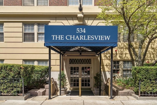 view of exterior entry with french doors
