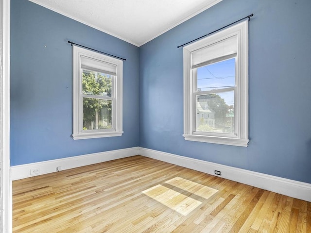 spare room featuring light hardwood / wood-style floors