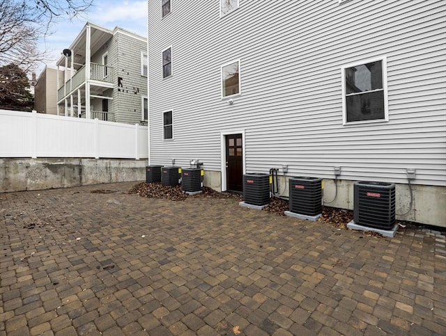 exterior space featuring a patio area and central AC unit