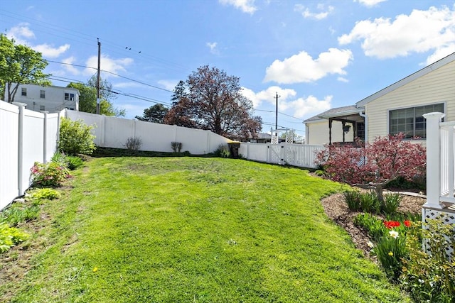 view of yard featuring a fenced backyard