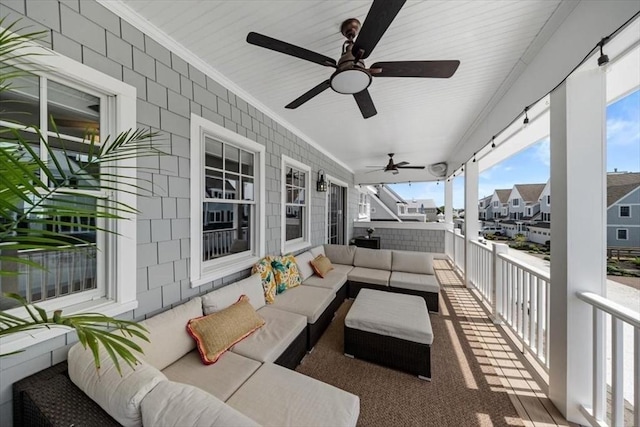 33 Central Ave Unit 12, Scituate, MA 02050 - view of patio with an outdoor living space, ceiling fan, and a residential view