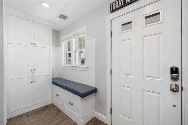 33 Central Ave Unit 12, Scituate, MA 02050 - mudroom with dark wood-style floors and recessed lighting