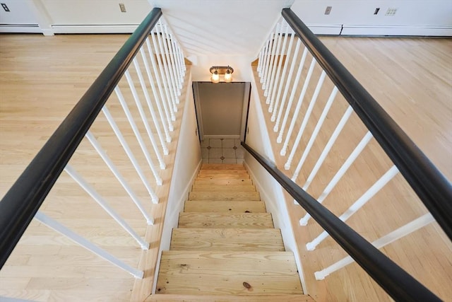 3 Nira St, Malden, MA 02148 - staircase with wood finished floors and a baseboard heating unit