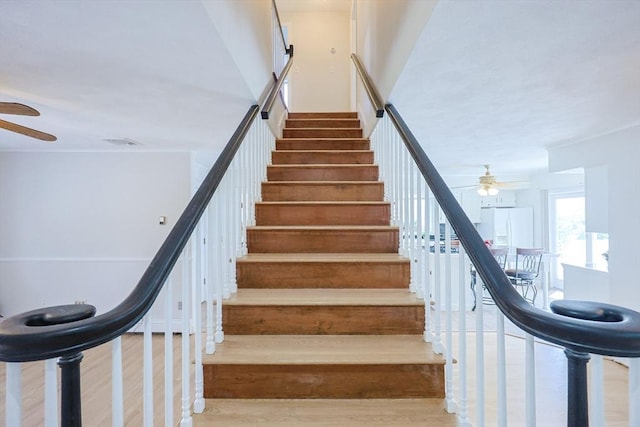 3 Nira St, Malden, MA 02148 - stairway featuring a ceiling fan and wood finished floors
