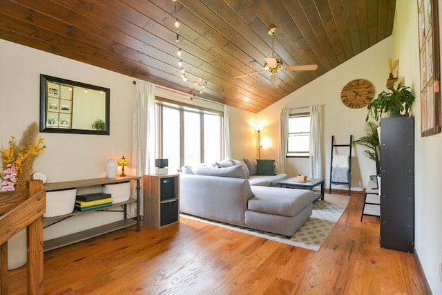 133 E Main St, Norton, MA 02766 - living area with wood ceiling, vaulted ceiling, wood finished floors, and ceiling fan