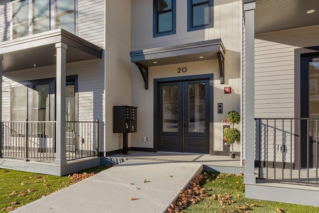 property entrance with french doors